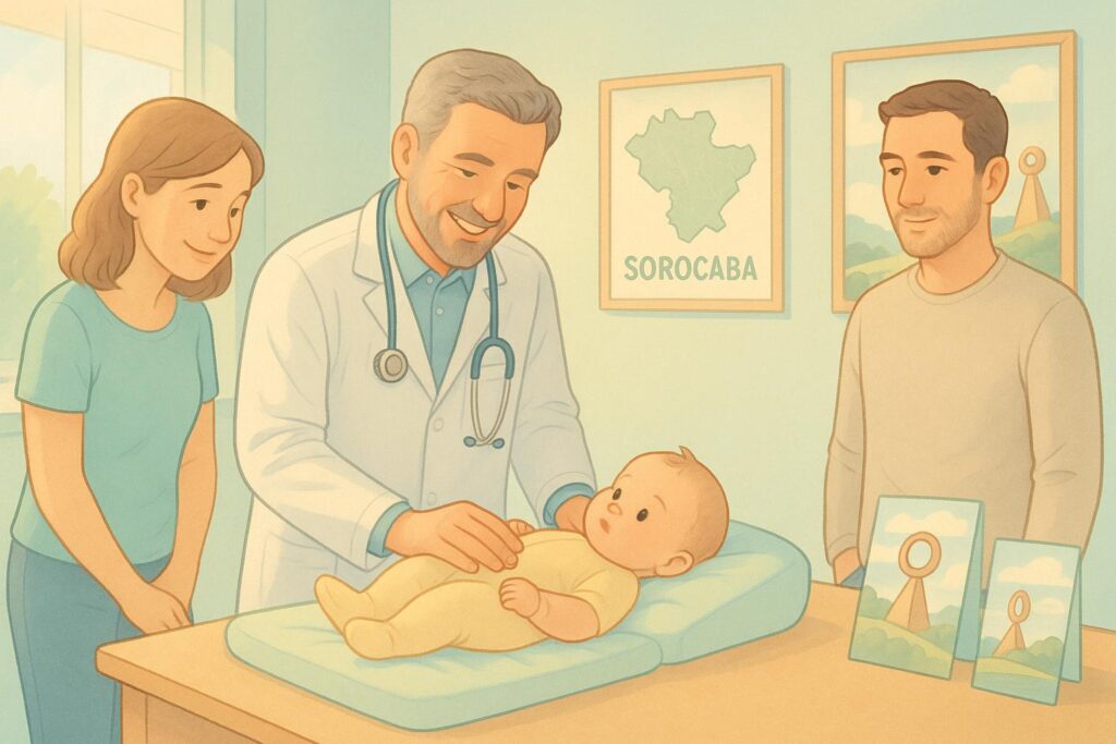 Guia completo da saúde infantil em Sorocaba: saiba quando agendar a primeira consulta, cuidados essenciais e orientações para o desenvolvimento saudável do bebê. (imagem gerada com inteligência artificial)