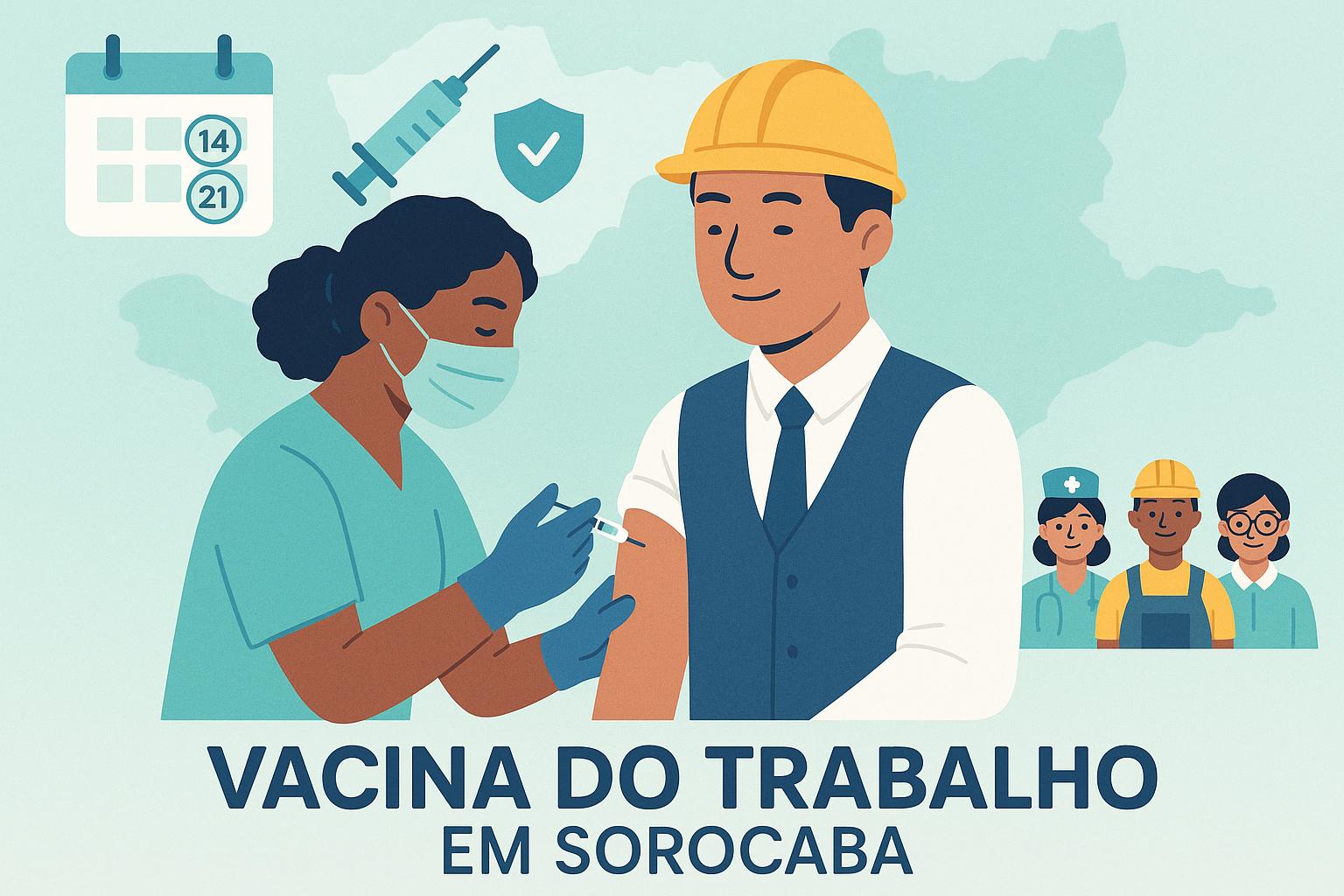 Vacina do Trabalho em Sorocaba protege profissionais contra doenças laborais, com vacinas disponíveis na rede pública e clínica privada para grupos prioritários. (imagem gerada com inteligência artificial)