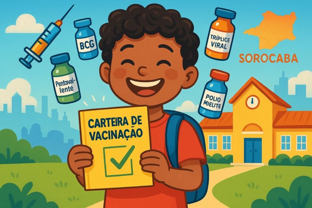 Vacinas essenciais para crianças antes do ingresso escolar em Sorocaba garantem proteção, saúde e cumprem a exigência da matrícula nas escolas locais. (imagem gerada com inteligência artificial)