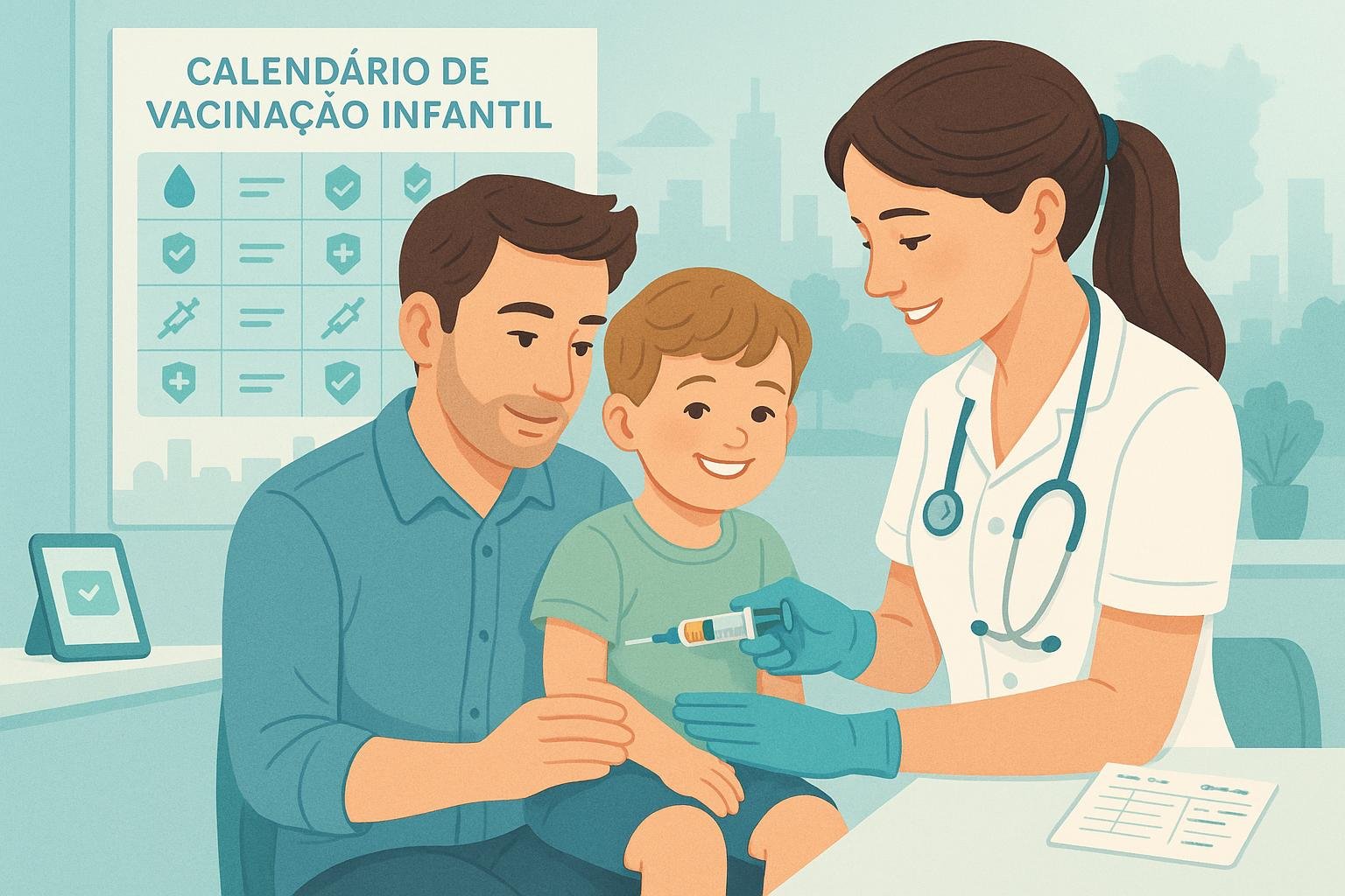 Calendário de vacinação infantil em Sorocaba atualizado com vacinas essenciais, locais de imunização e orientações para garantir saúde e proteção das crianças. (imagem gerada com inteligência artificial)