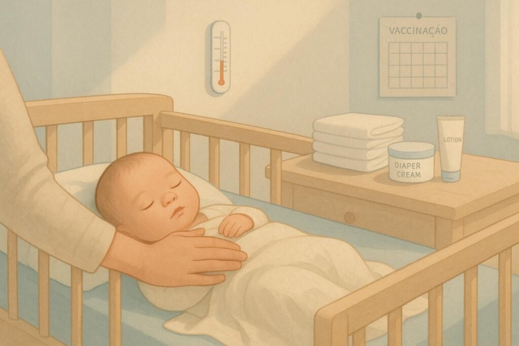 Cuidados ao recém-nascido nos primeiros dias garantem saúde, conforto e vínculo familiar, evitando complicações e promovendo desenvolvimento seguro e feliz. (imagem gerada com inteligência artificial)