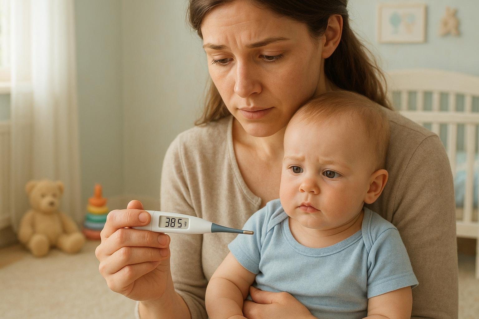 Febre em bebês: saiba identificar a temperatura de alerta, causas comuns e quando procurar o pediatra para garantir a saúde do seu filho. (imagem gerada com inteligência artificial)