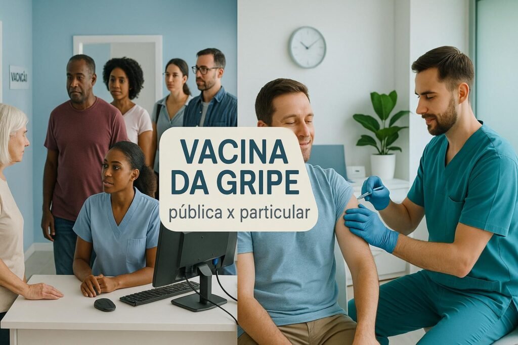 Vacina da gripe: entenda as diferenças entre a rede pública e clínica particular para escolher a melhor proteção para você e sua família. (imagem gerada com inteligência artificial)
